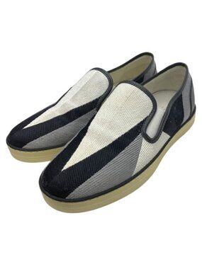 Bottega Veneta Intrecciato Slip-On Flat Shoes Leather Black White